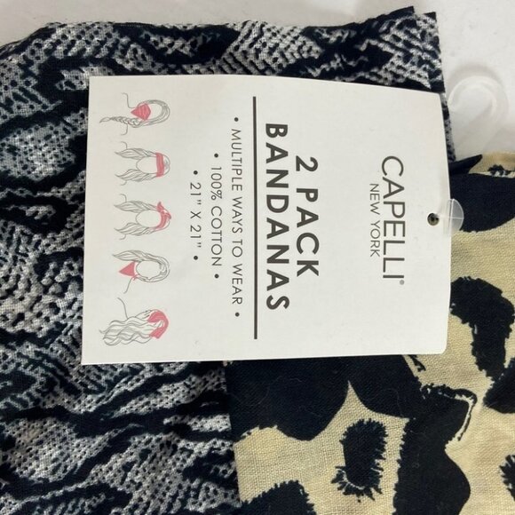 NWT Animal Print Bandanas Set of Two Nordstrom Capelli NY Snake Leopard Camo 21" - Picture 3 of 4